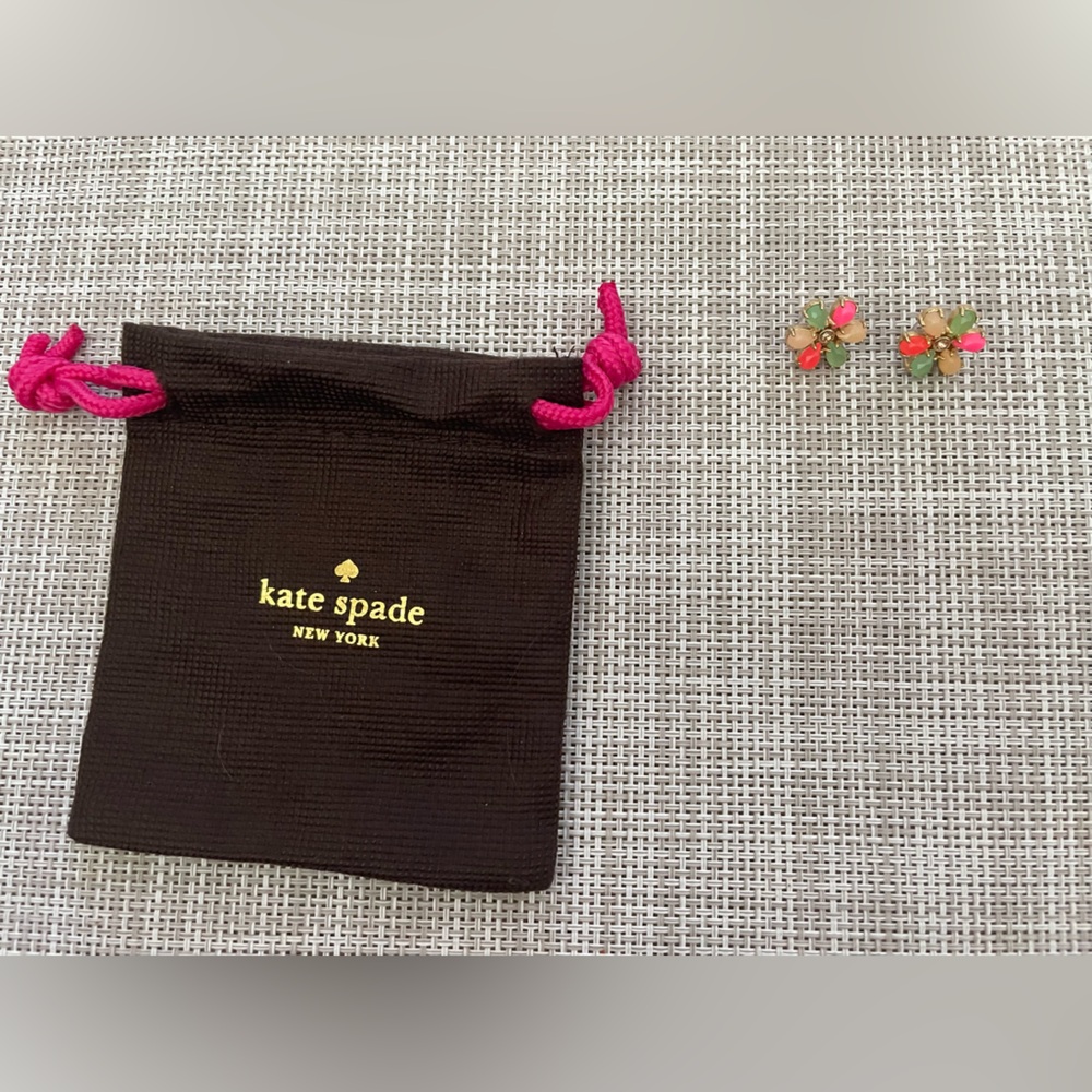 Kate Spade Pink and Green Floral Stud Earrings
